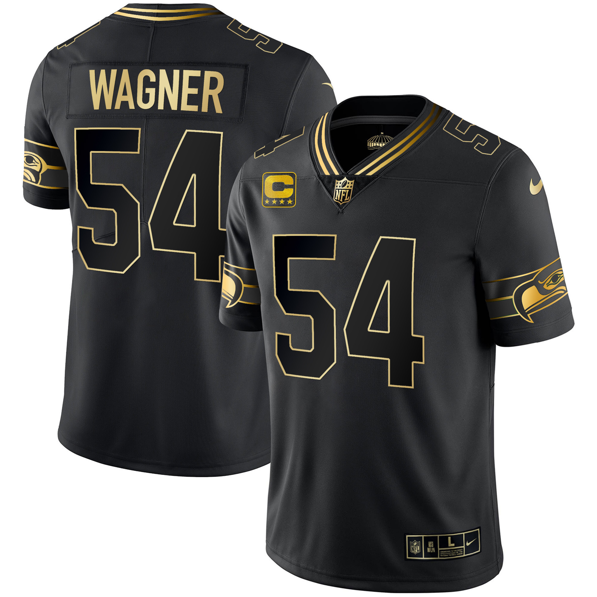 Bobby Wagner Men's Seattle Seahawks Throwback & Gold Black Gold Jersey - All Stitched 
