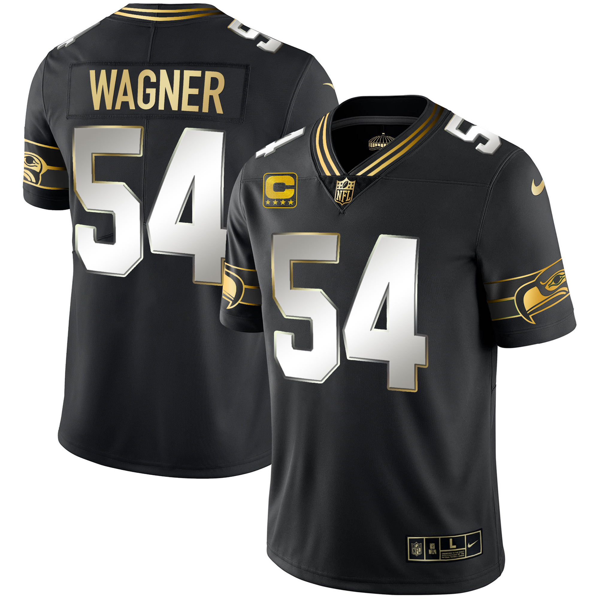 Bobby Wagner Men's Seattle Seahawks Throwback & Gold Black Limited Jersey - All Stitched 