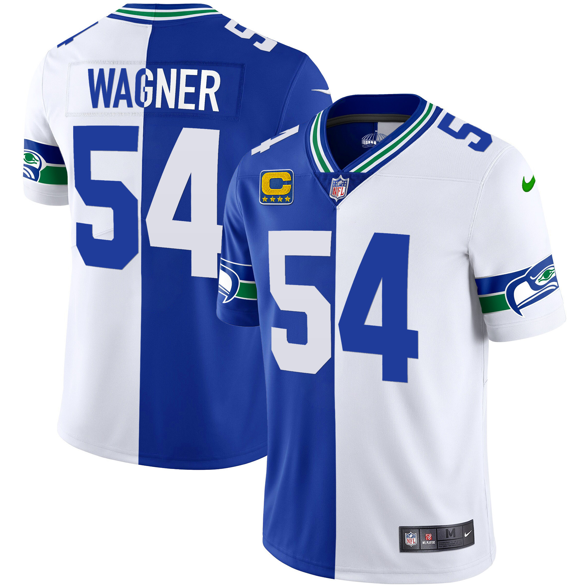 Bobby Wagner Men's Seattle Seahawks Throwback & Gold Split Jersey - All Stitched 