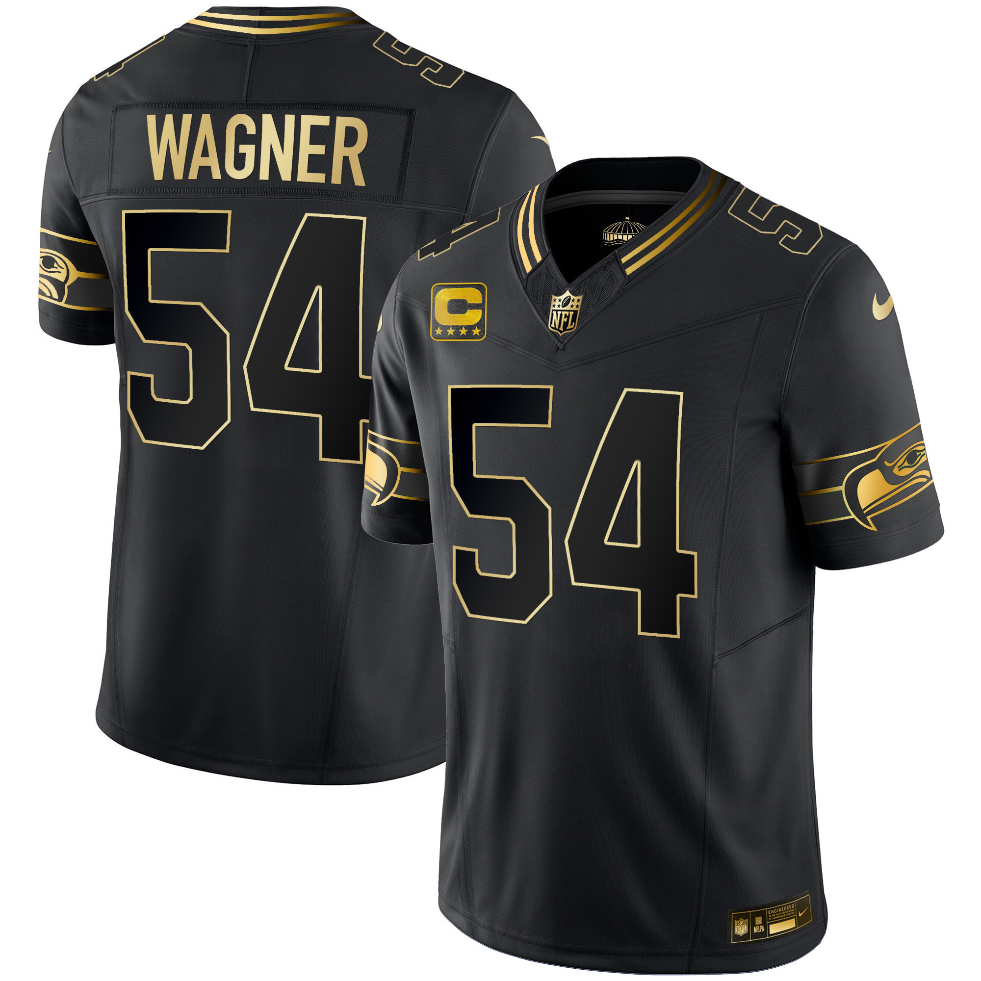 Bobby Wagner Men's Seattle Seahawks Throwback & Gold Vapor Limited Black Gold Jersey - All Stitched 