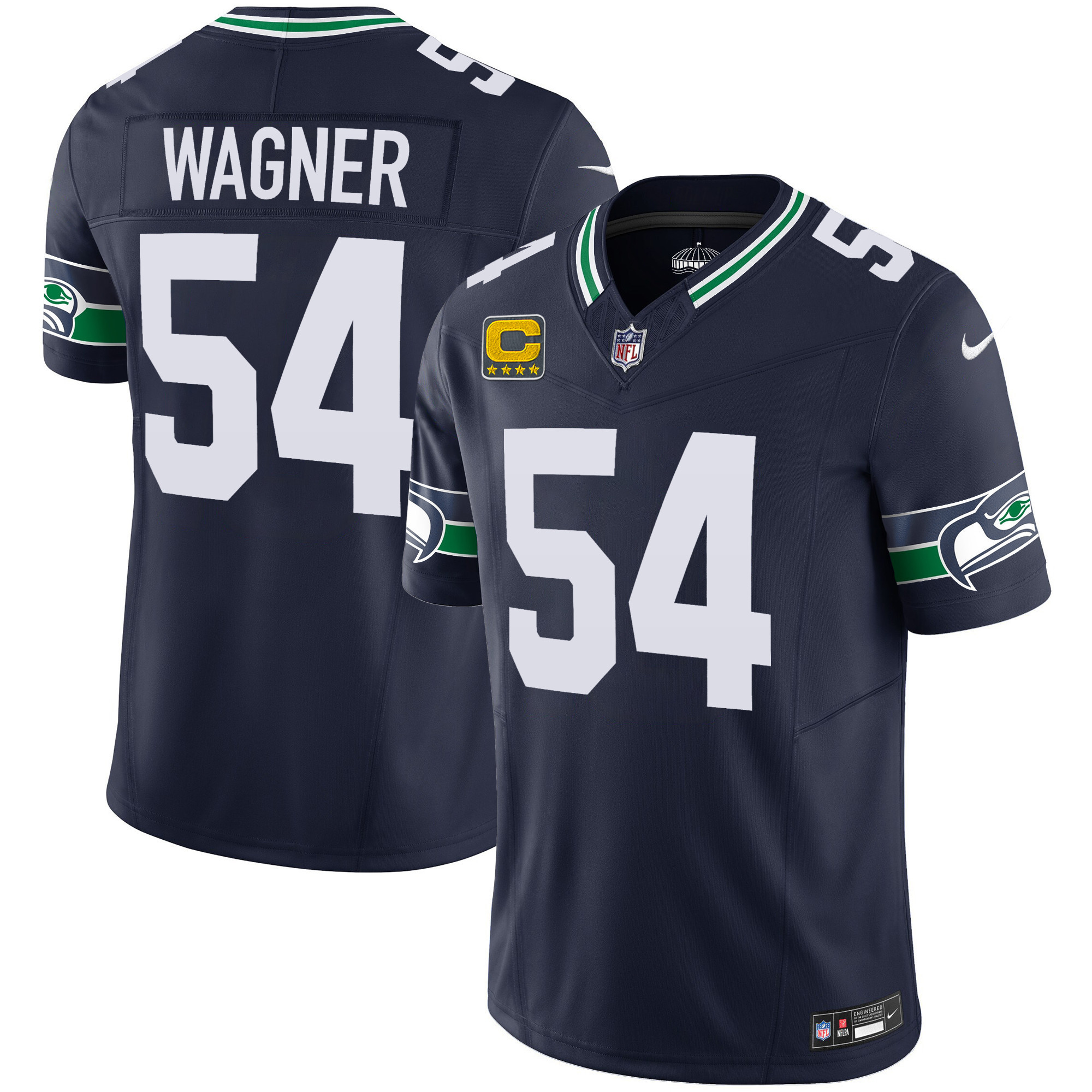 Bobby Wagner Men's Seattle Seahawks Throwback & Gold Vapor Limited Navy Jersey - All Stitched 