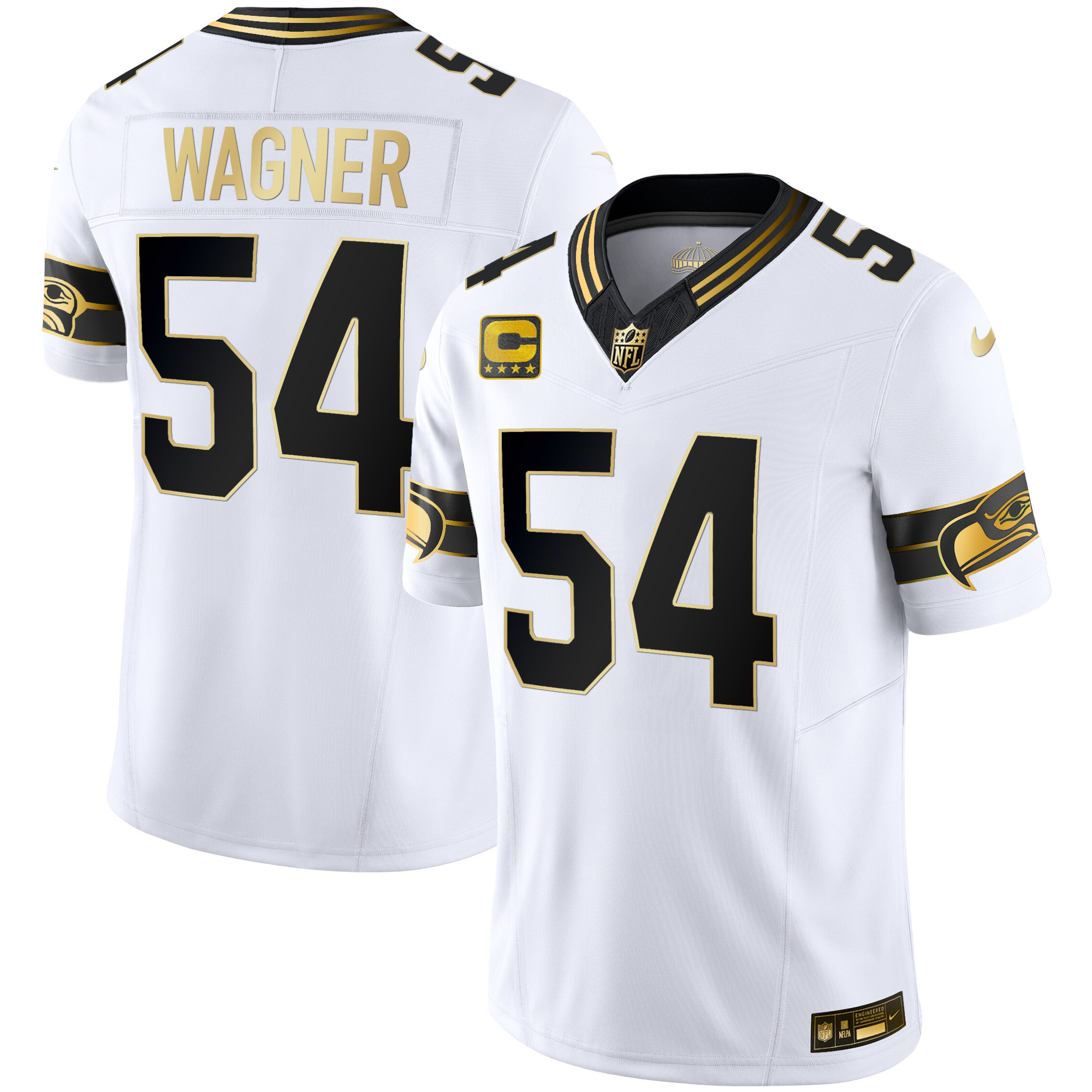 Bobby Wagner Men's Seattle Seahawks Throwback & Gold Vapor Limited White Gold Jersey - All Stitched 