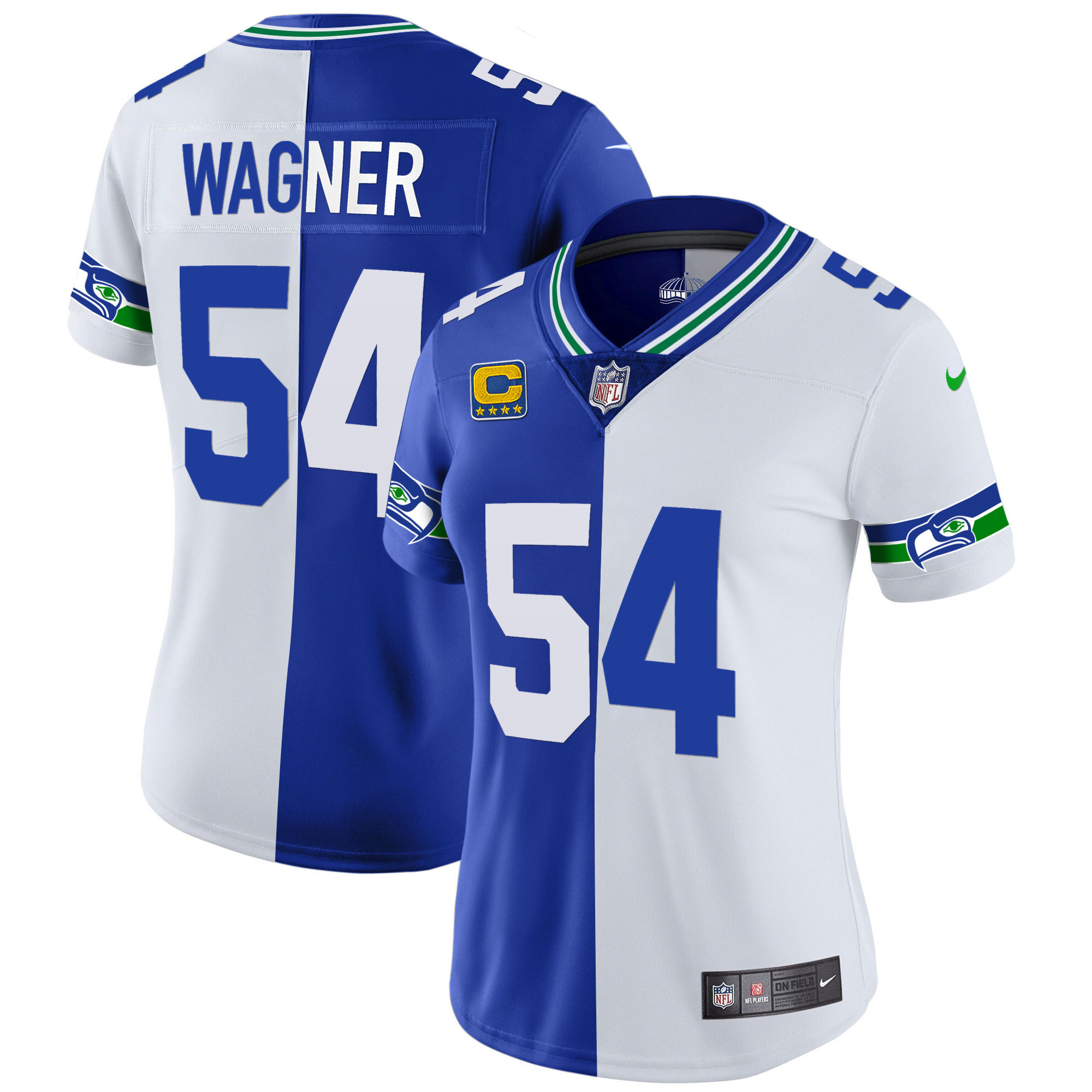 Bobby Wagner Women's Seattle Seahawks Throwback & Gold Split Jersey - All Stitched 