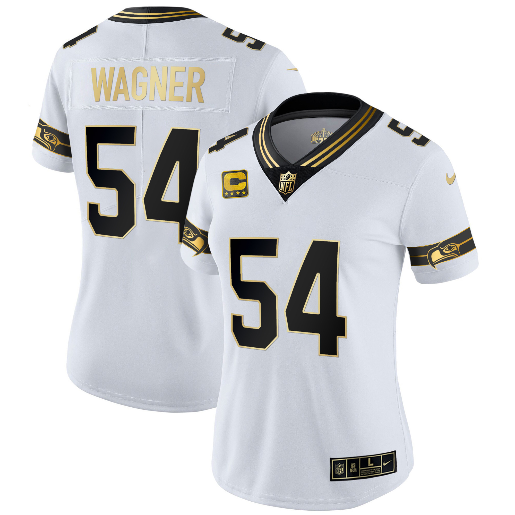 Bobby Wagner Women's Seattle Seahawks Throwback & Gold White Gold Jersey - All Stitched 