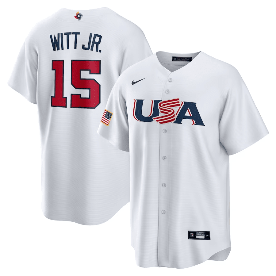 Bobby Witt 15 USA Baseball 2023 World Baseball Classic Stitched Jersey – White