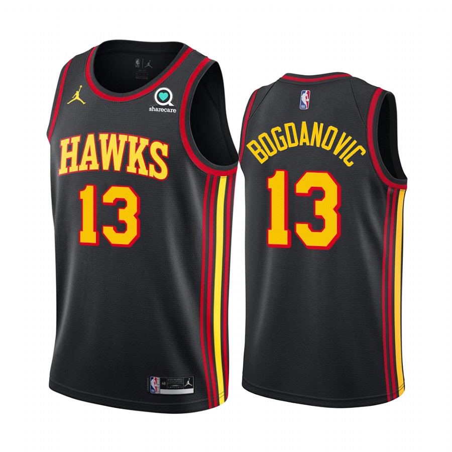 Bogdan Bogdanovic Atlanta Hawks 2020-21 Black Statement Jersey 2020 Trade