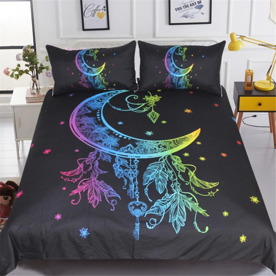 Bohemian Moon Rainbow Color Art Hop 3D Customized Duvet Cover Bedding Set