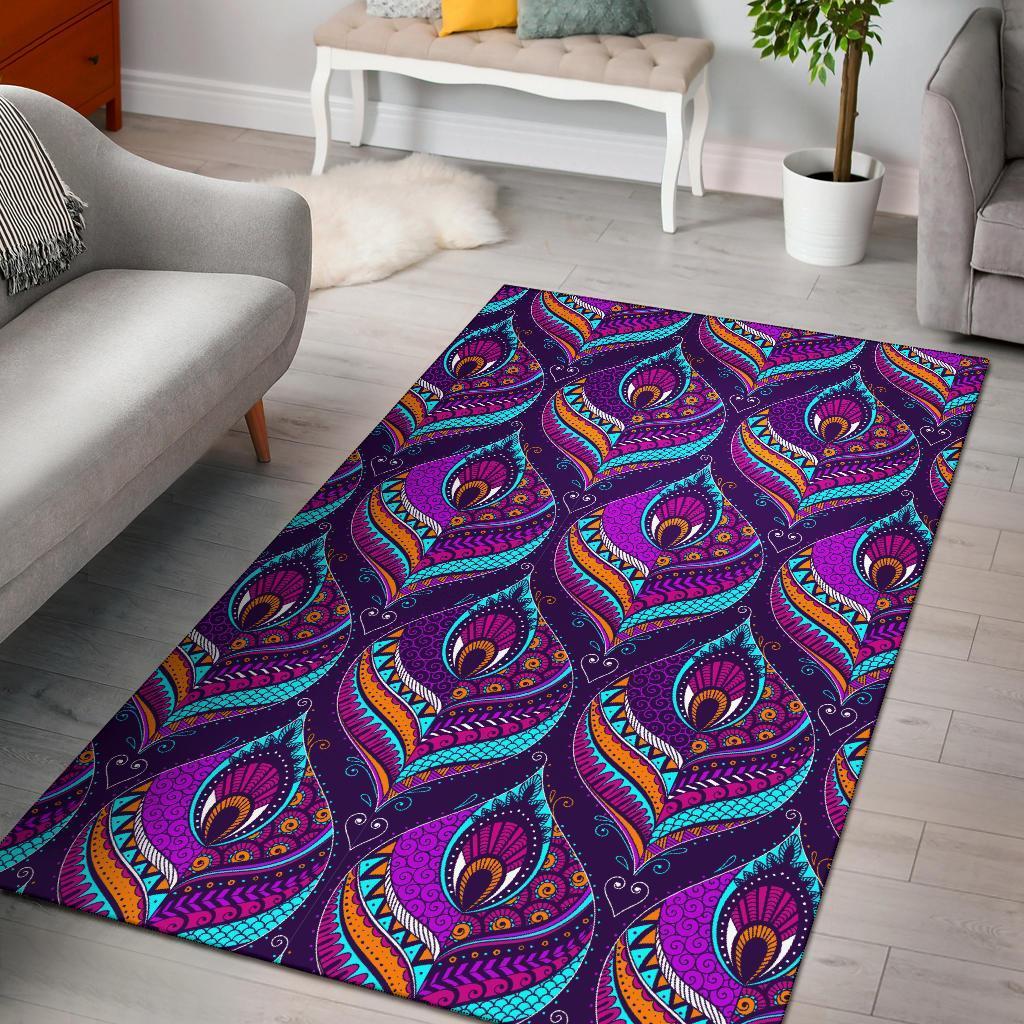 Bohemian Purple Pattern Print Area Limited Edition Rectangle Rug