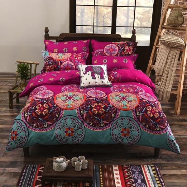 Boho Mandala Reversible 3D Customized Duvet Cover Bedding Set