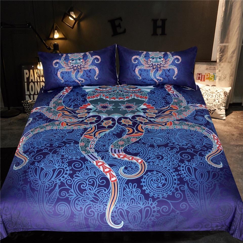 Boho Octopus 3D Customized Duvet Cover Bedding Set