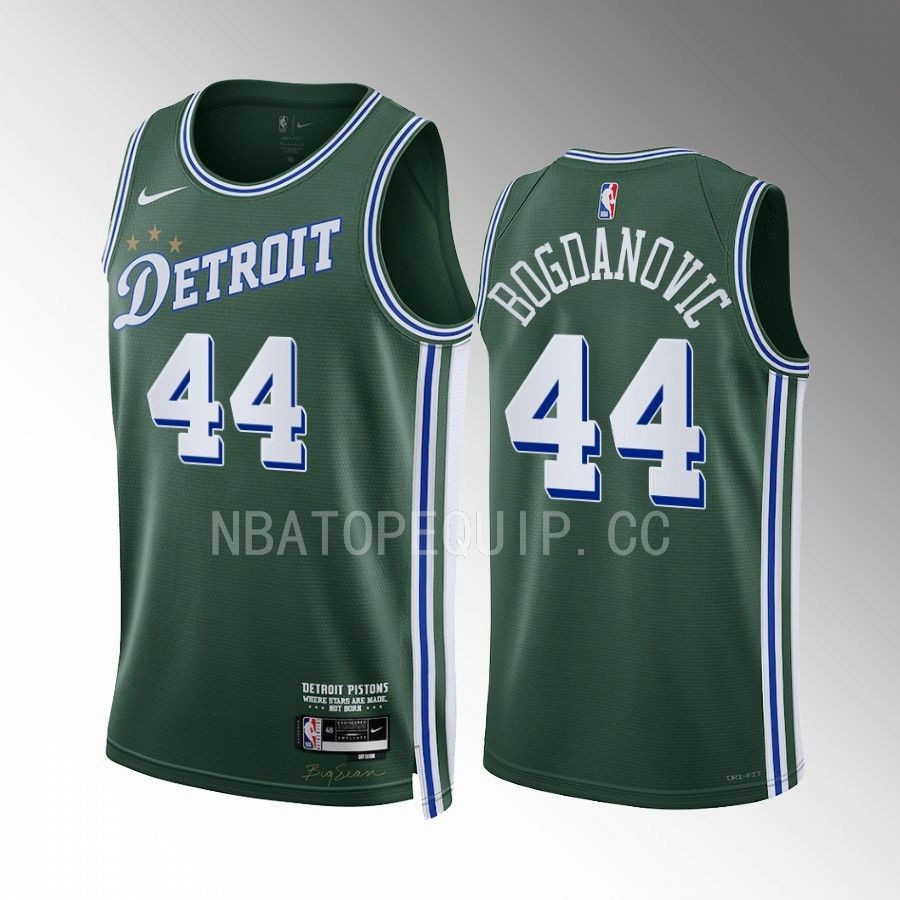 Bojan Bogdanovic 44 2022-23 Detroit Pistons Green City Edition Stitched Jersey Swingman
