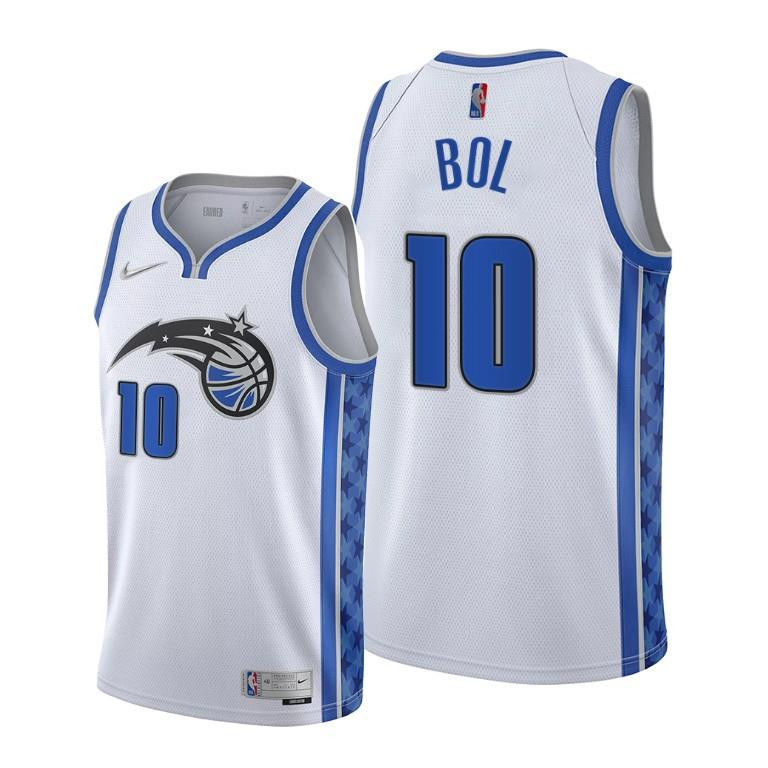 Bol Bol 10 Orlando Magic 2022 Earned Edition White Stitched Jersey Diamond Badge – Men Stitched Jersey