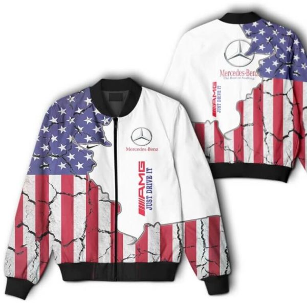 Bomber Jacket Mercedes, Mercedes 3D Spring Autumn, Mens Casual Jacket, Car Sports
