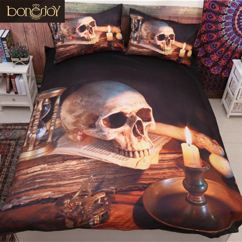 Bonenjoy 3Dkull Queenize Polyester Cotton Heetkull With Candle 3D Customized Duvet Cover Bedding Set