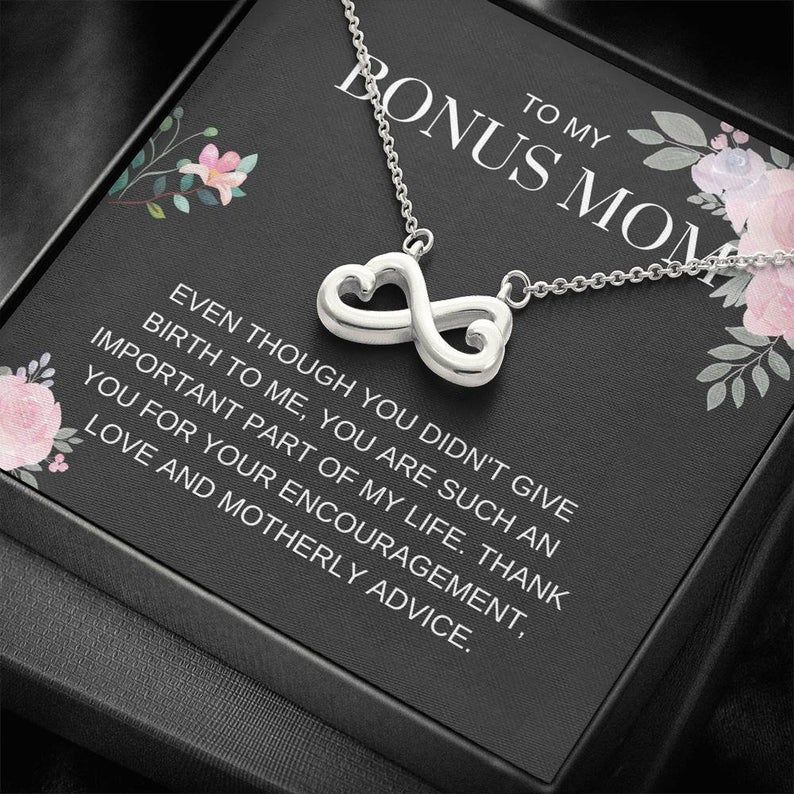Bonus Mom – My Life – Infinity Heart Necklace – for step mom, gift for bonus mom, bonus mom jewelry, mothers day, mother in law, parents