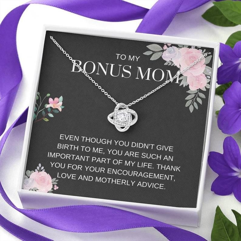 Bonus Mom – My Life – Love Knot Necklace – for step mom, gift for bonus mom, bonus mom jewelry, mothers day, mother in law, parents