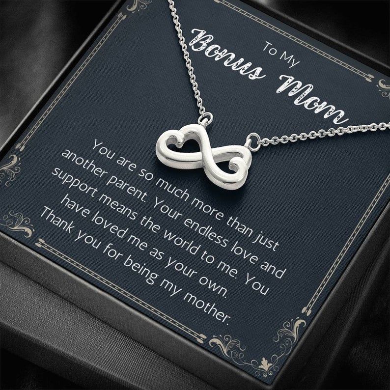 Bonus Mom – My Mother – Infinity Heart Necklace – for step mom, gift for bonus mom, bonus mom jewelry, mothers day, mother in law, parents