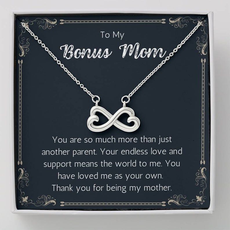 Bonus Mom – My Mother – Infinity Heart Necklace – for step mom, gift for bonus mom, bonus mom jewelry, mothers day, mother in law, parents