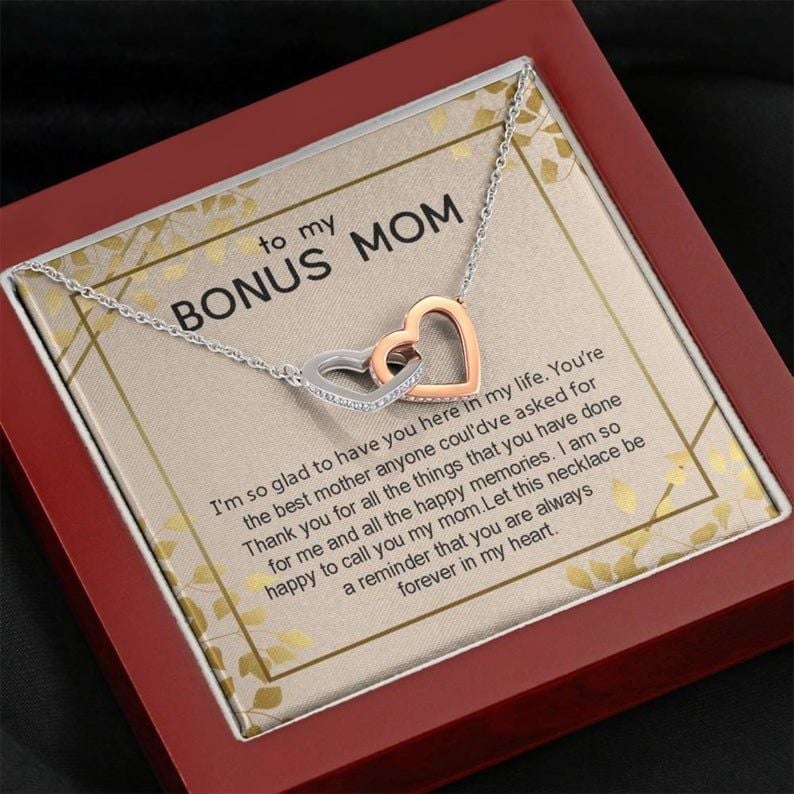 Bonus Mom Gift Interlocking Hearts Necklace Mother in law Gift, Adoptive Mom Gift, Step Mother Necklace Mother’s Day Gift for Mom