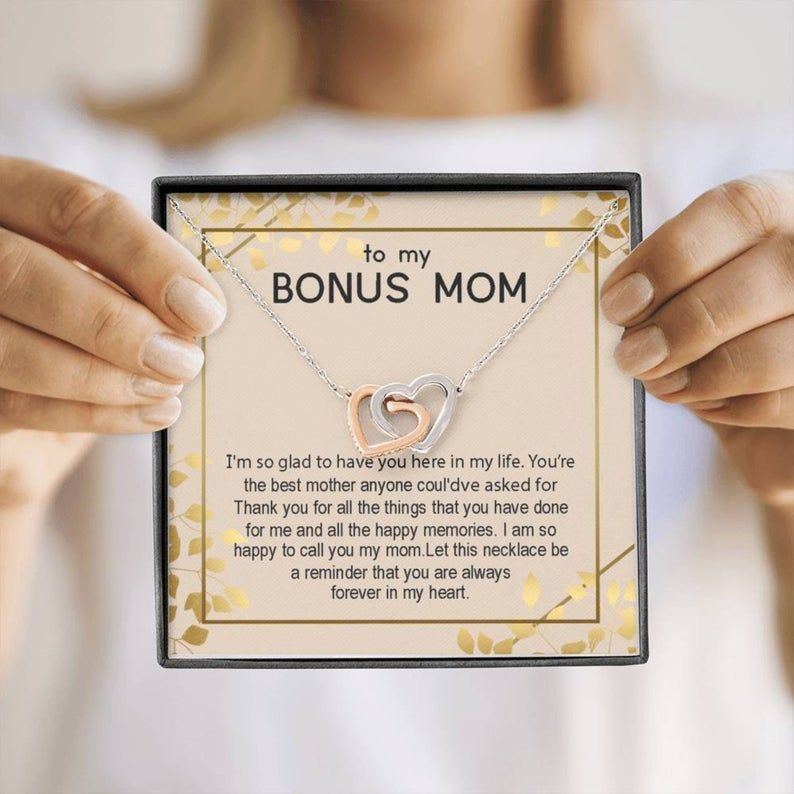 Bonus Mom Gift Interlocking Hearts Necklace Mother in law Gift, Adoptive Mom Gift, Step Mother Necklace Mother’s Day Gift for Mom
