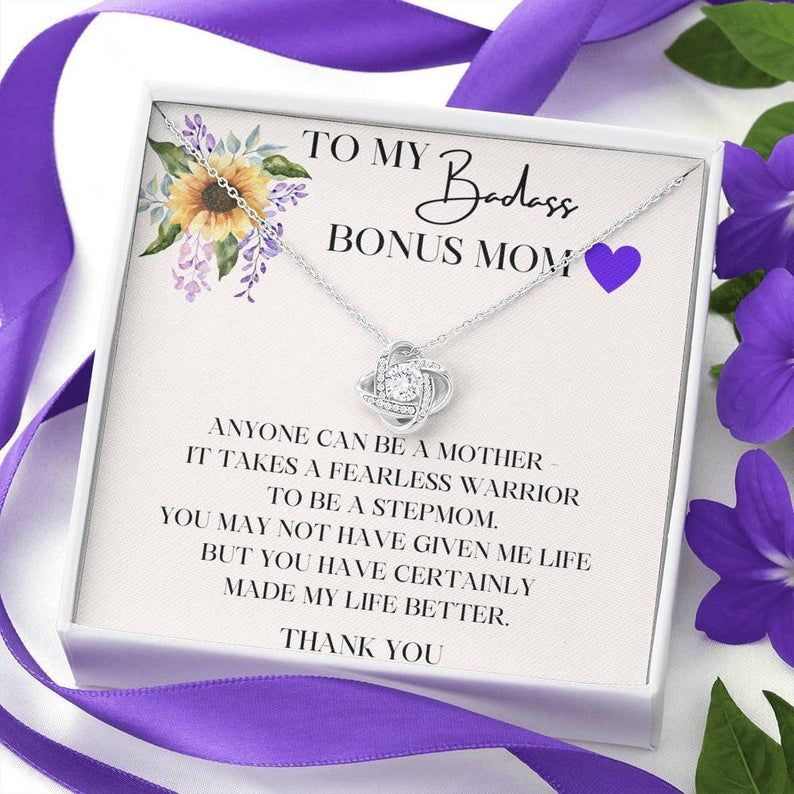 Bonus Mom Gift Love Knot Necklace  Mother’s Day Gift for Step Mom, Stepmother Necklace Second Mom, Foster Mom Gift, Birthday Stepmom