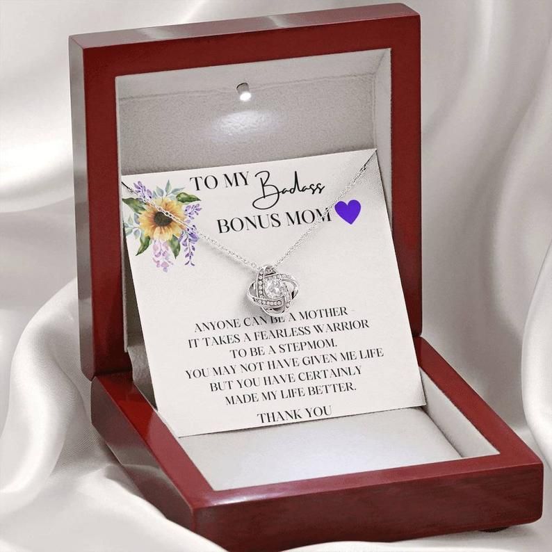 Bonus Mom Gift Love Knot Necklace  Mother’s Day Gift for Step Mom, Stepmother Necklace Second Mom, Foster Mom Gift, Birthday Stepmom