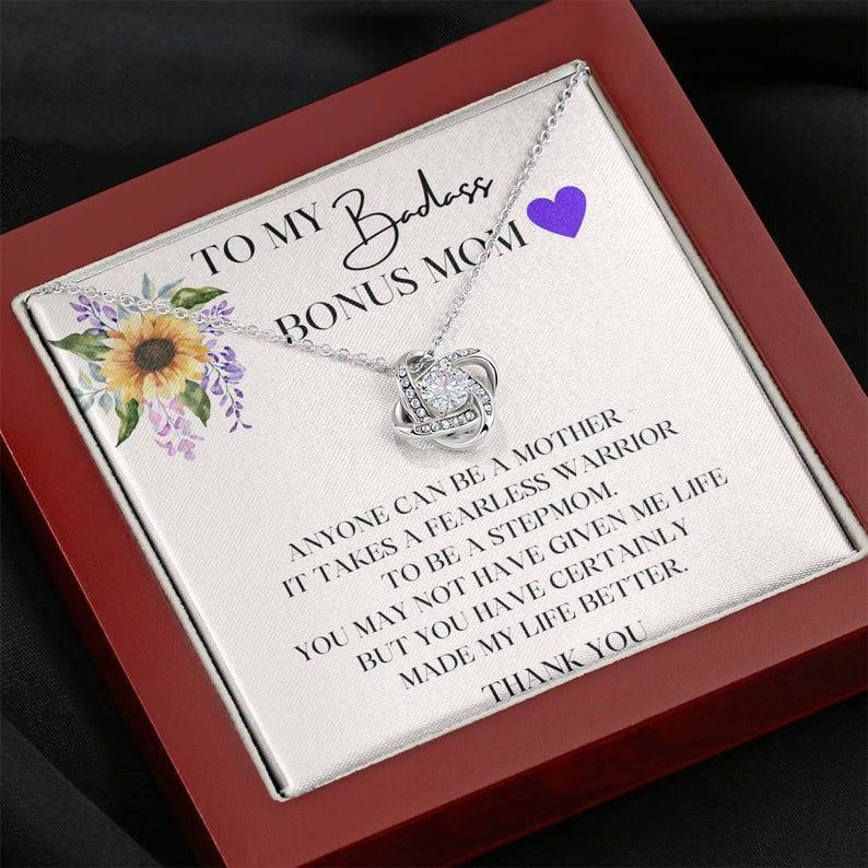 Bonus Mom Gift Love Knot Necklace  Mother’s Day Gift for Step Mom, Stepmother Necklace Second Mom, Foster Mom Gift, Birthday Stepmom