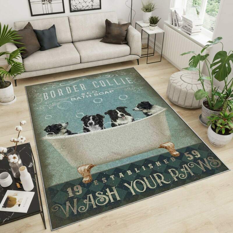 Border Collie Area Rectangle Rug