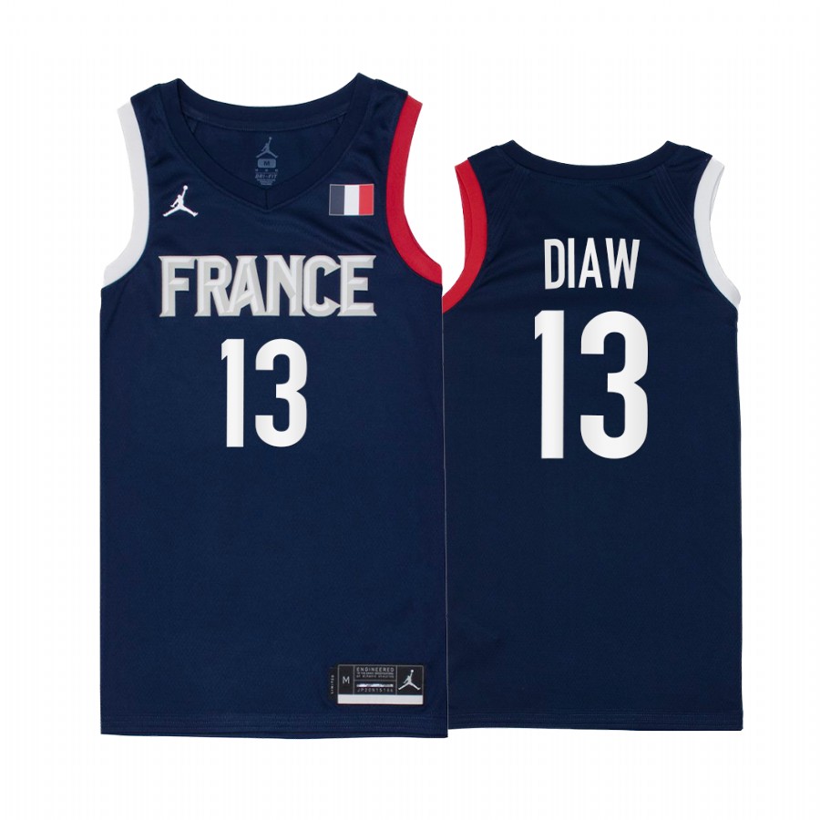 Boris Diaw France #13 Navy 2021 Tokyo Olympics Limited Jersey