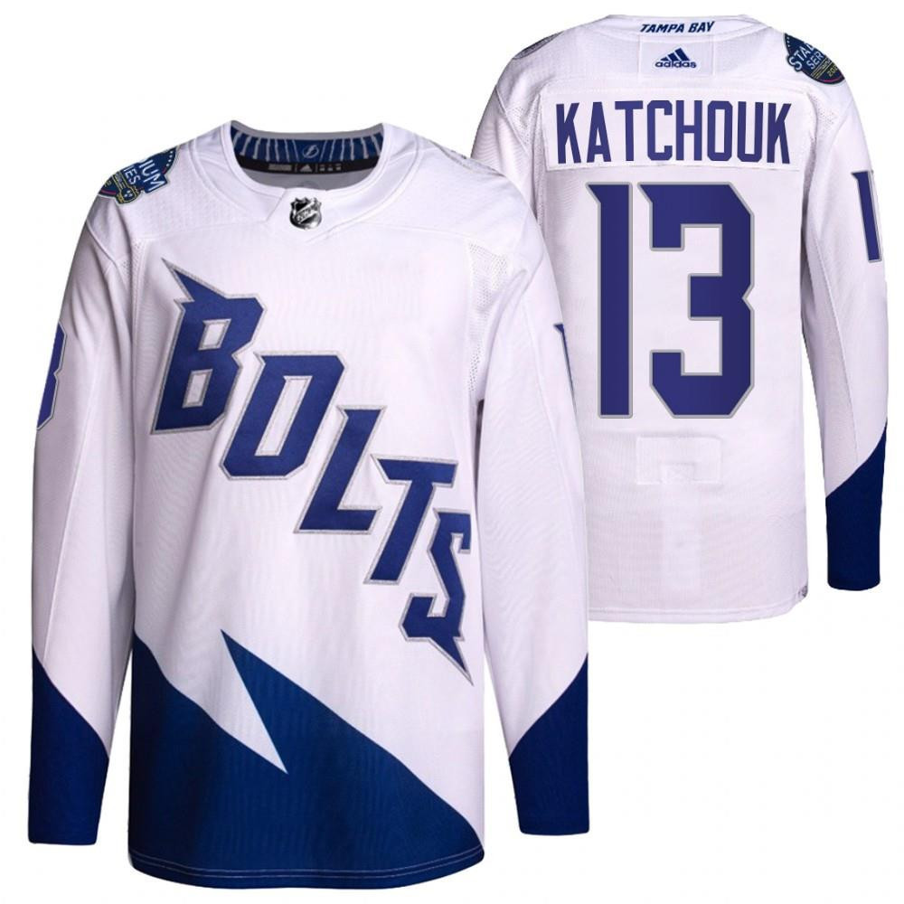 Boris Katchouk 2022 Stadium Series Lightning 13 White Primegreen Stitched Jersey