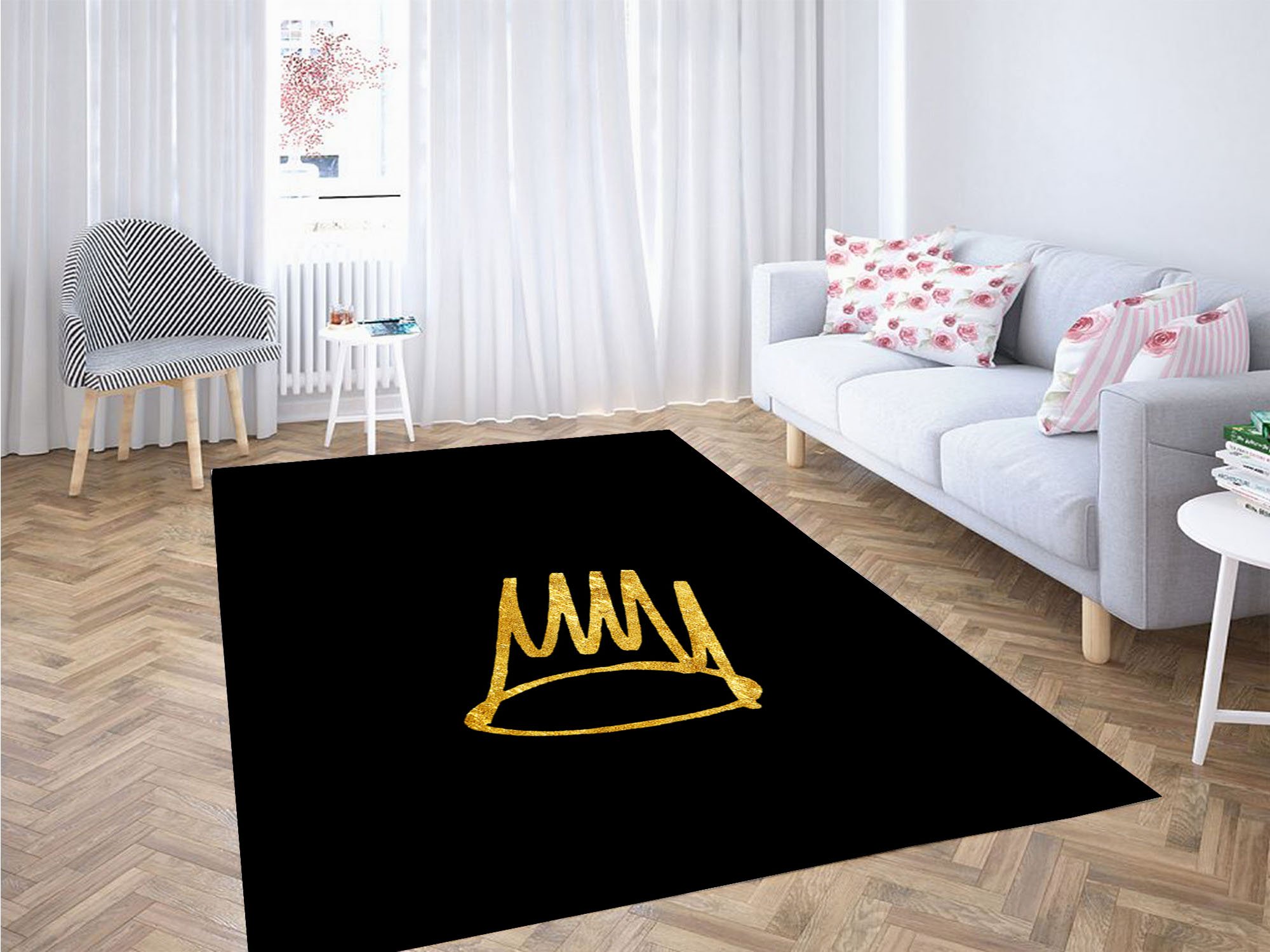 Born Sinner Crown Gold Carpet Rectangle Rug