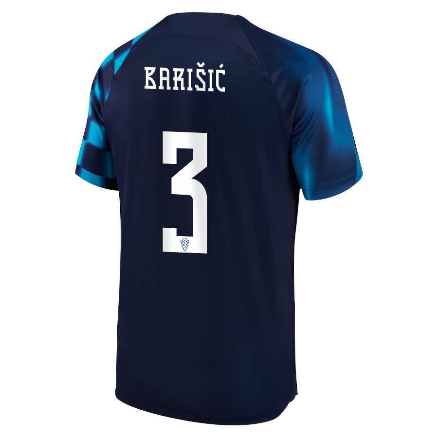 Borna Barisic 3 Croatia National Team 2022-23 Qatar World Cup- Away  Soccer Jersey