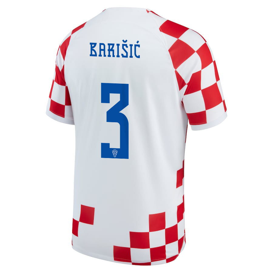 Borna Barisic 3 Croatia National Team 2022-23 Qatar World Cup- Home Men Soccer Jersey