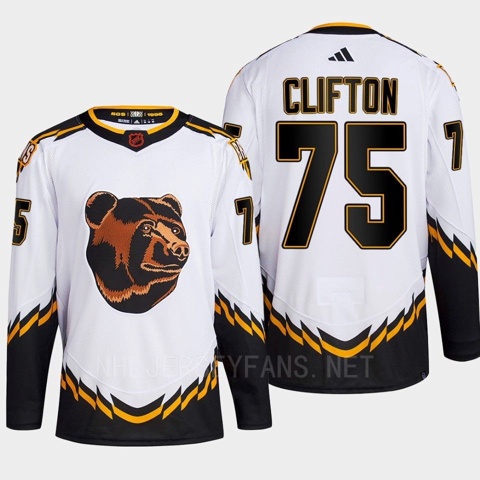 Boston Bruins 2022 Reverse Retro 2.0 Connor Clifton 75 White Primegreen Stitched Jersey Men’s