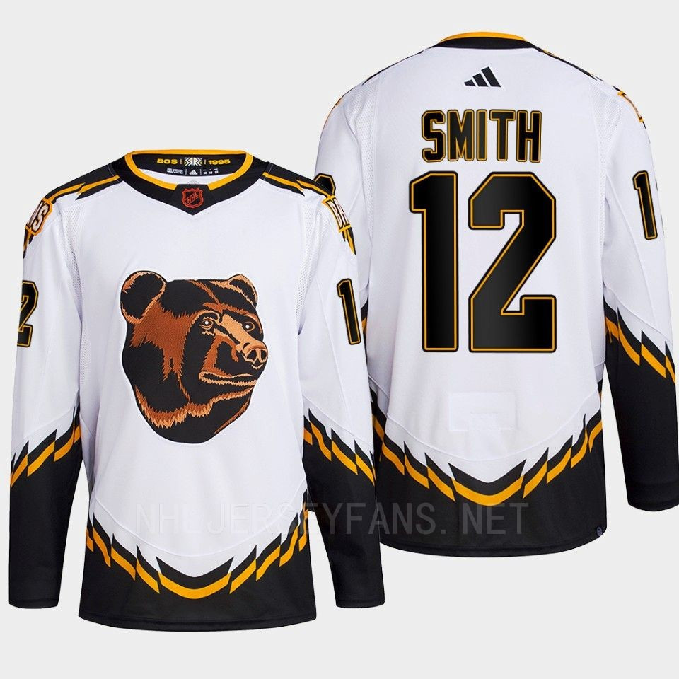 Boston Bruins 2022 Reverse Retro 2.0 Craig Smith 12 White Primegreen Stitched Jersey Men’s