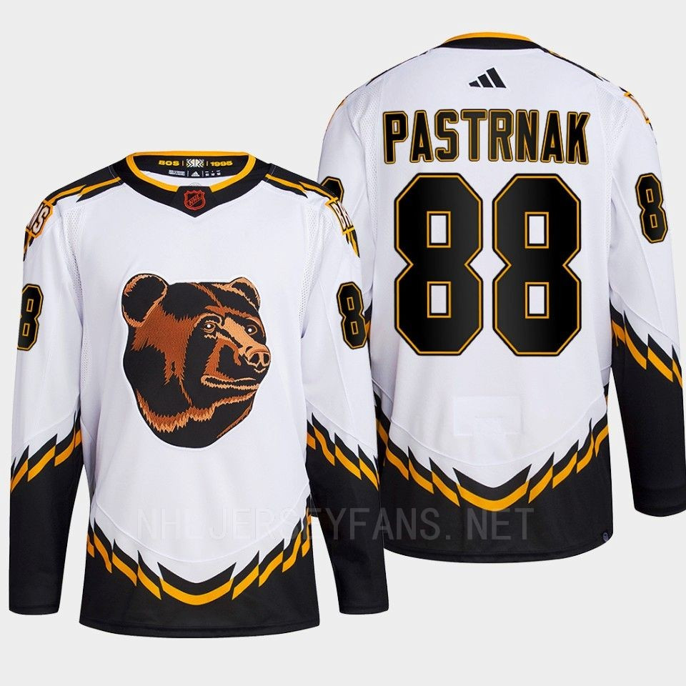Boston Bruins 2022 Reverse Retro 2.0 David Pastrnak 88 White Primegreen Stitched Jersey Men’s