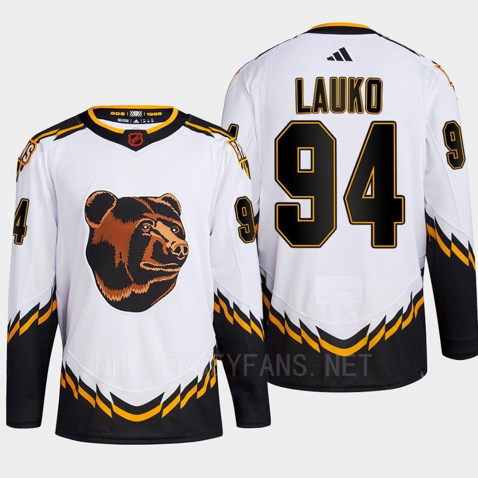 Boston Bruins 2022 Reverse Retro 2.0 Jakub Lauko 94 White Primegreen Stitched Jersey Men’s
