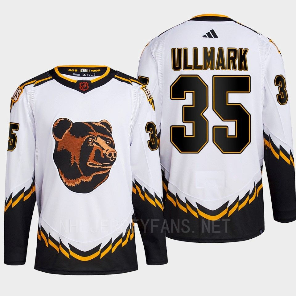 Boston Bruins 2022 Reverse Retro 2.0 Linus Ullmark 35 White Primegreen Stitched Jersey Men’s