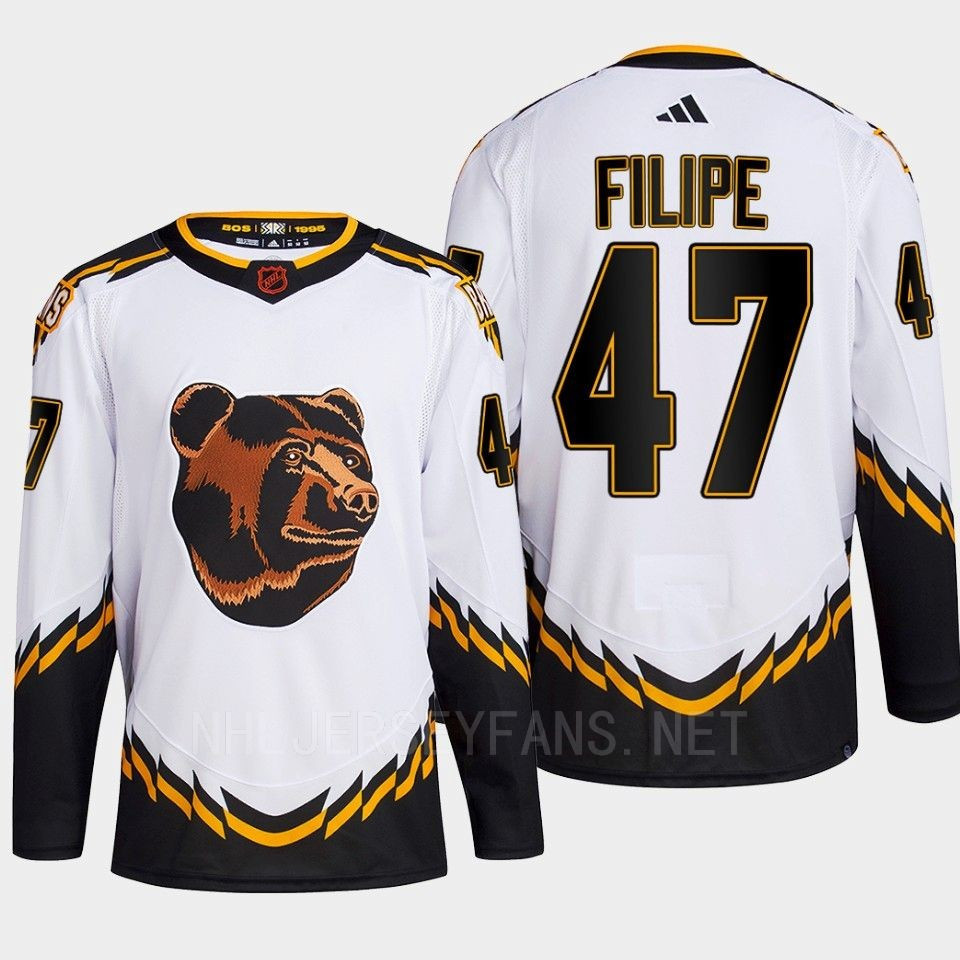 Boston Bruins 2022 Reverse Retro 2.0 Matt Filipe 47 White Primegreen Stitched Jersey Men’s