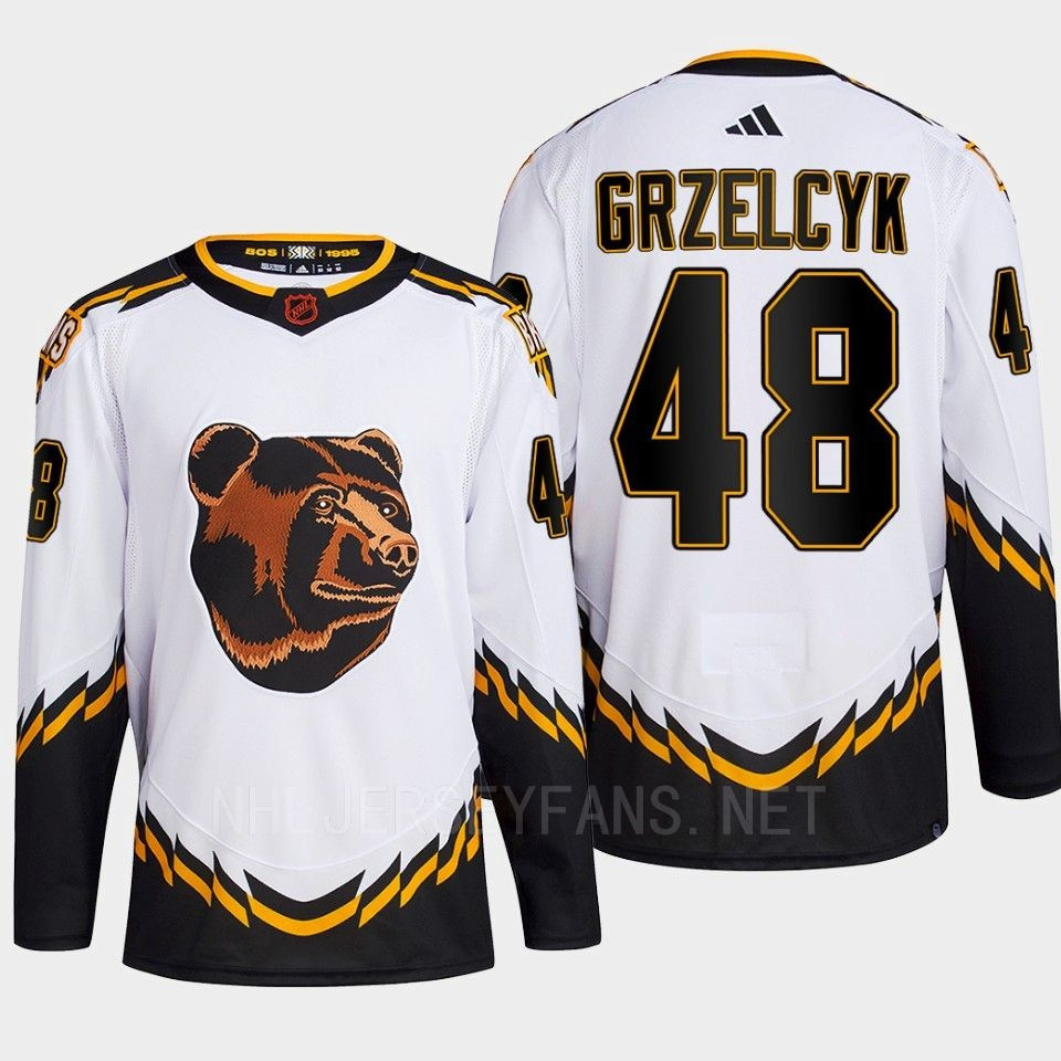 Boston Bruins 2022 Reverse Retro 2.0 Matt Grzelcyk 48 White Primegreen Stitched Jersey Men’s