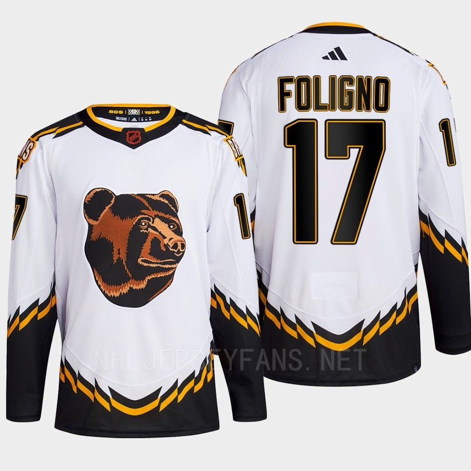 Boston Bruins 2022 Reverse Retro 2.0 Nick Foligno 17 White Primegreen Stitched Jersey Men’s