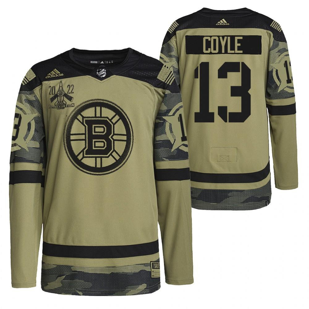 Boston Bruins Charlie Coyle 2022 Military Appreciation Night Camo 13 Stitched Jersey Primegreen Stitched Jersey