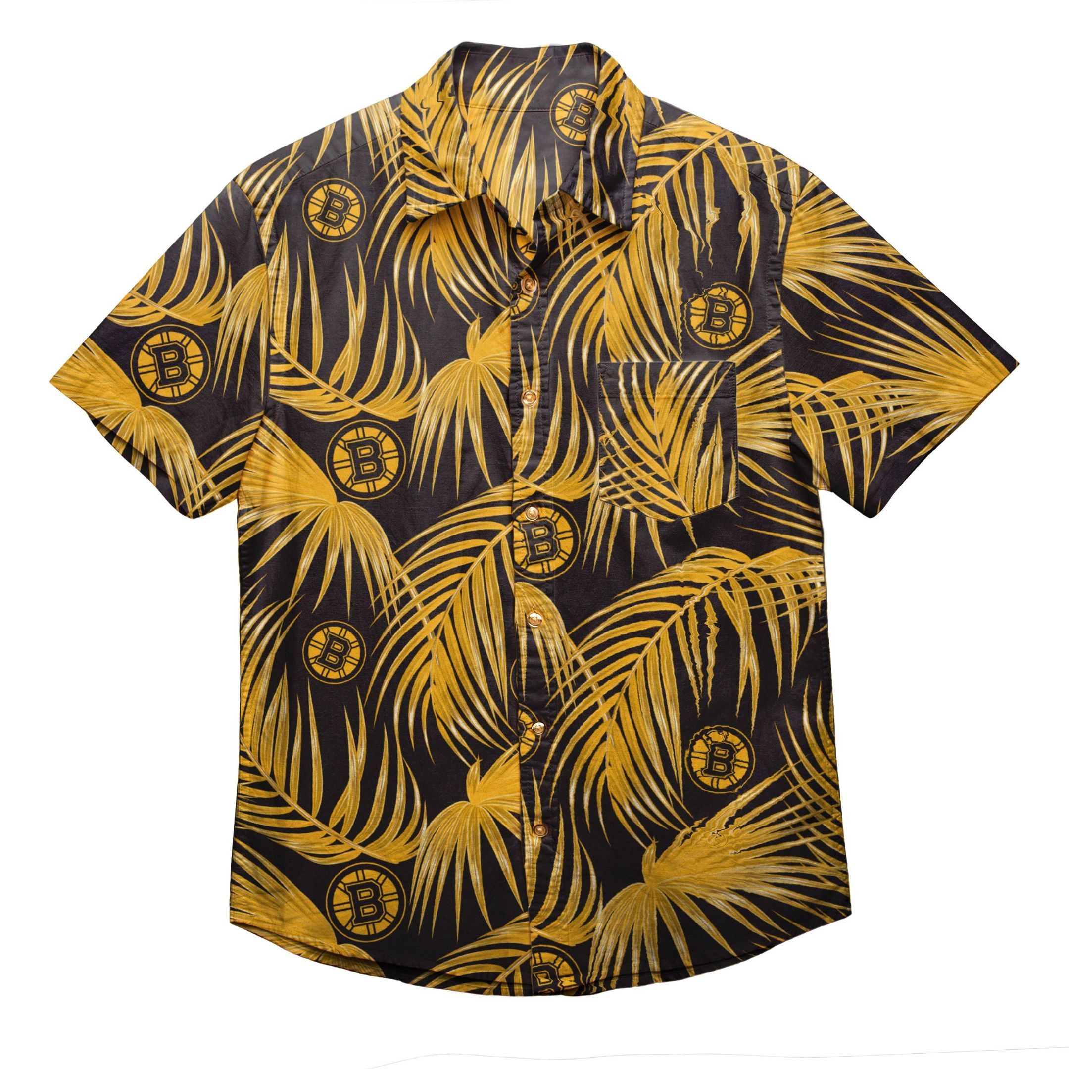 Boston Bruins Nhl Mens Hawaiian Aloha Button Up Shirt Hawaiian Beach