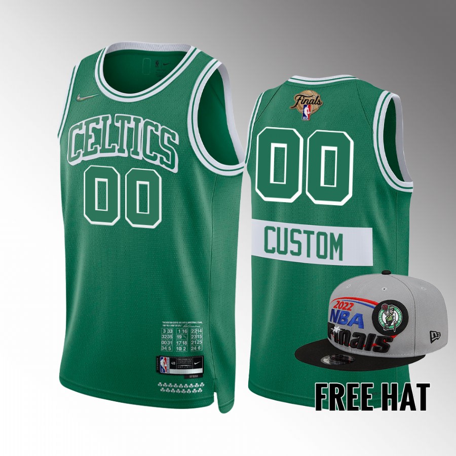Boston Celtics #00 Custom 2022 NBA Finals Green Jersey Free Hat