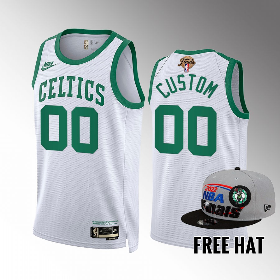 Boston Celtics #00 Custom 2022 NBA Finals White Jersey Classic Edition
