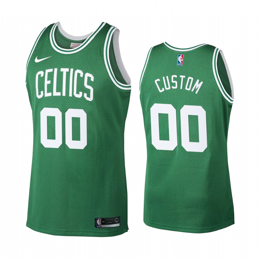Boston Celtics #00 Custom Green Hardwood Classics Men's Jersey