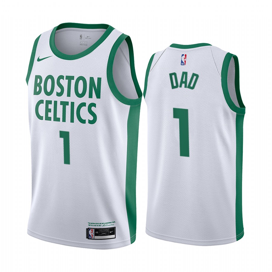 Boston Celtics 2021 Fathers Day White No.1 Dad Jersey