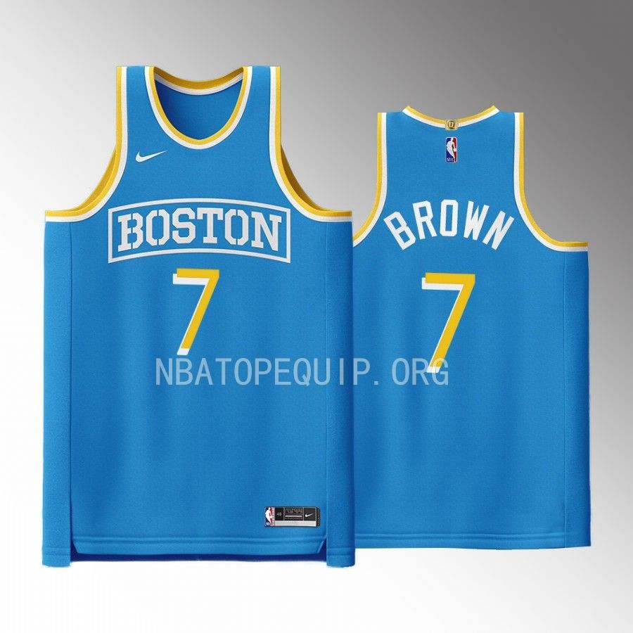 Boston Celtics City Connect Jaylen Brown Blue #7 Jersey Special Edition
