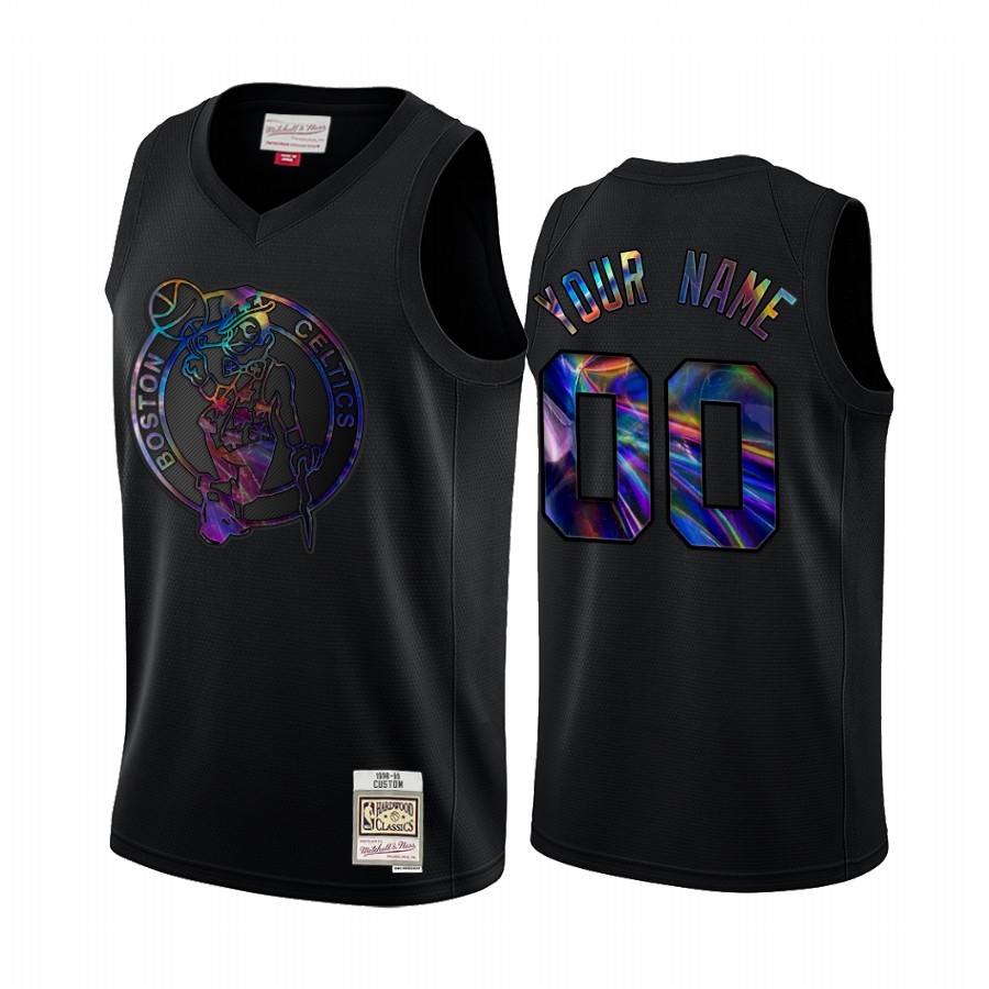 Boston Celtics Custom #00 Jersey Iridescent HWC Limited Black Holographic