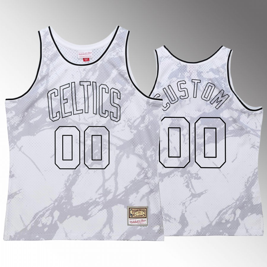 Boston Celtics Custom Marble #00 White Hardwood Classics Jersey